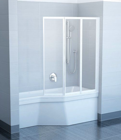 картинка N 2 к Ravak VS3 Шторка для ванны 125 см, пластик Rain профиль белый