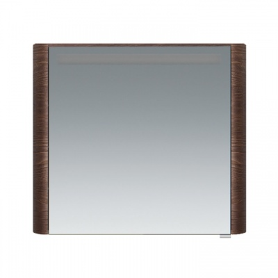 AM.PM Sensation, зеркало, зеркальный шкаф, левый, 80 см, с подсветкой, табачный дуб, текстур 