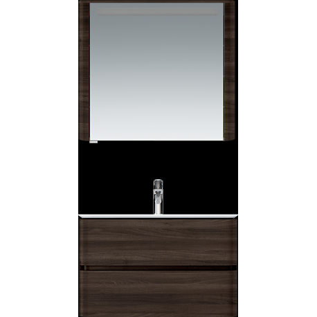 картинка N 2 к AM.PM Sensation, зеркало, зеркальный шкаф, левый, 80 см, с подсветкой, табачный дуб, текстур 