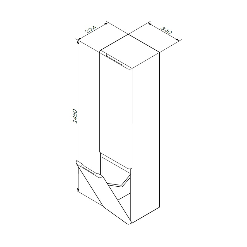 картинка N 3 к AM.PM BLISS, шкаф-колонна подвесной, левый, 34см, двери с доводчиками, белый,глянец 