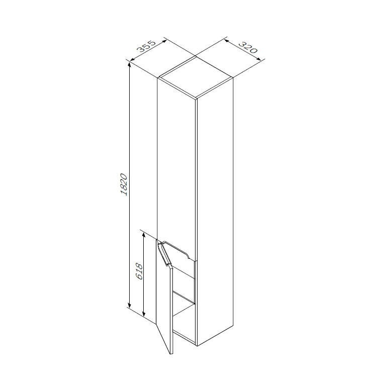 картинка N 3 к AM.PM SPIRIT, Шкаф-колонна подвесной, левый, без корзины, двери с доводчиками, 32 см, белый 