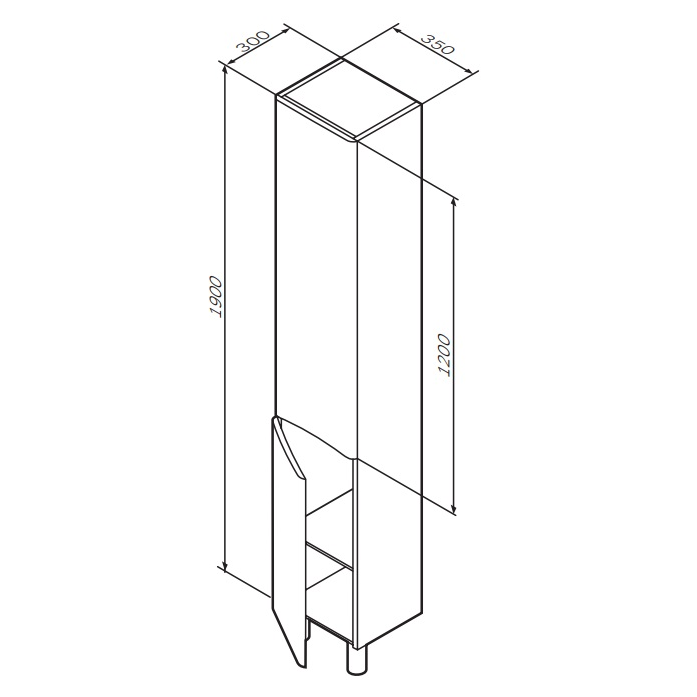 картинка N 3 к AM.PM Like, шкаф-колонна, напольный, левый, 35 см, двери, белый, глянец 