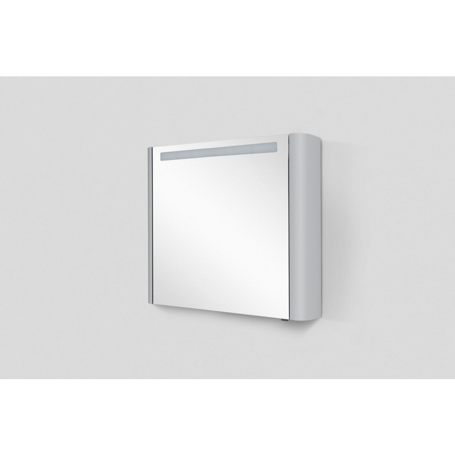 картинка N 2 к AM.PM Sensation, зеркало, зеркальный шкаф, левый, 80 см, с подсветкой, серый шелк, глянцевая, 