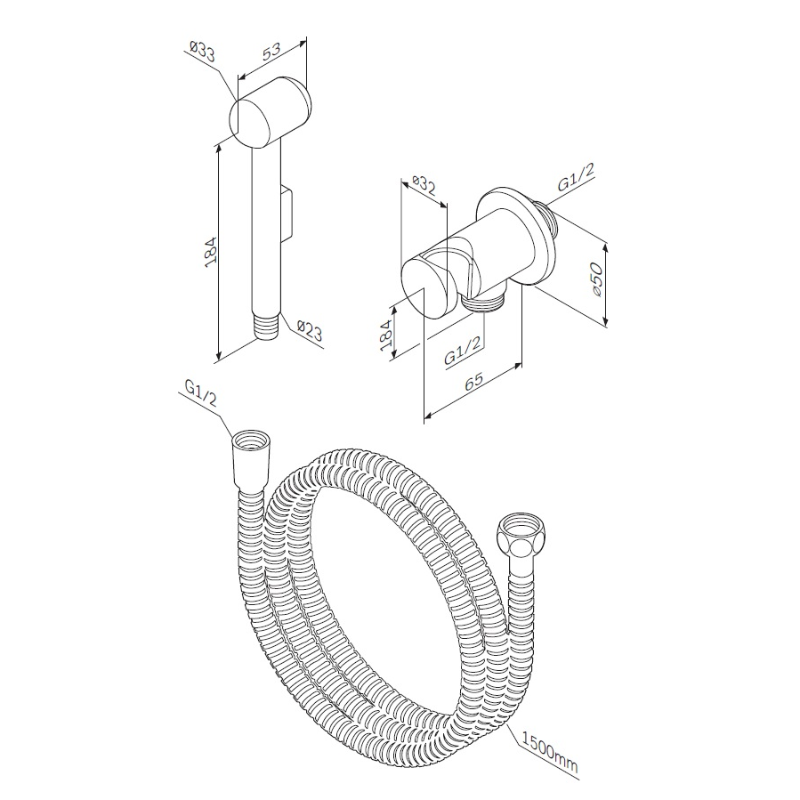 картинка N 3 к AM.PM Гигиенический набор: шланговое подсоединение с держателем, гиг.душ, душевой шланг 