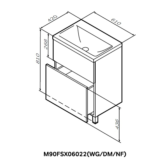 картинка N 3 к AM.PM GEM, База под раковину, напольная, 60 см, 2 ящика push-to-open, цвет: белый, глянец 