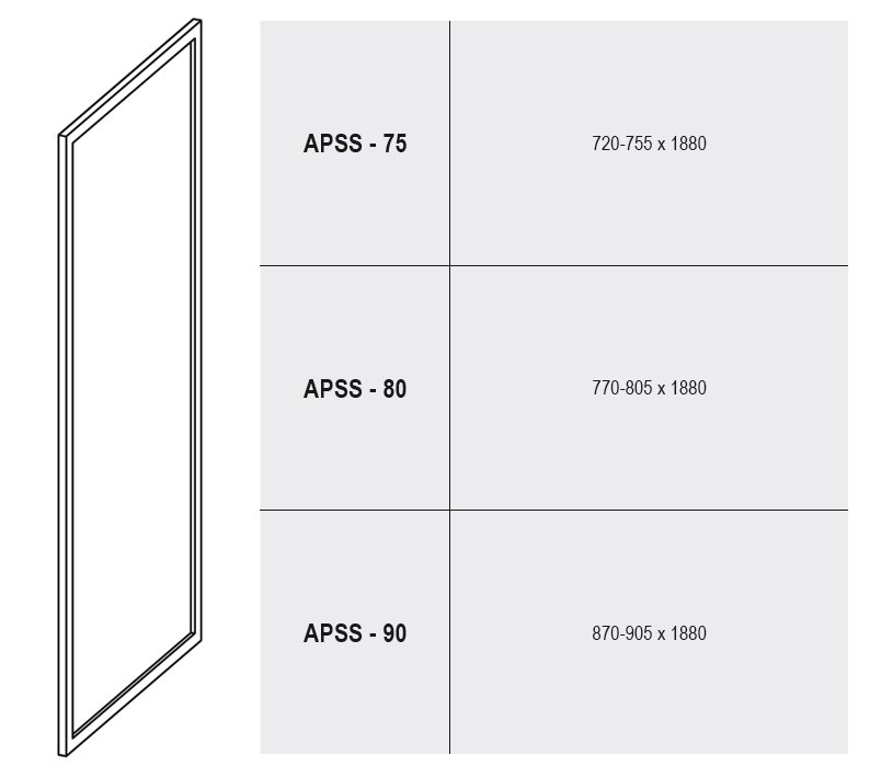 картинка N 3 к APSS-80  Жесткая стенка с угловым проф. сатин, Transparent