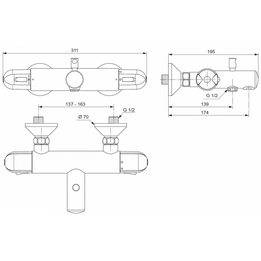 картинка N 2 к Смеситель Ideal Standard Ceratherm для ванны и душа термостатический