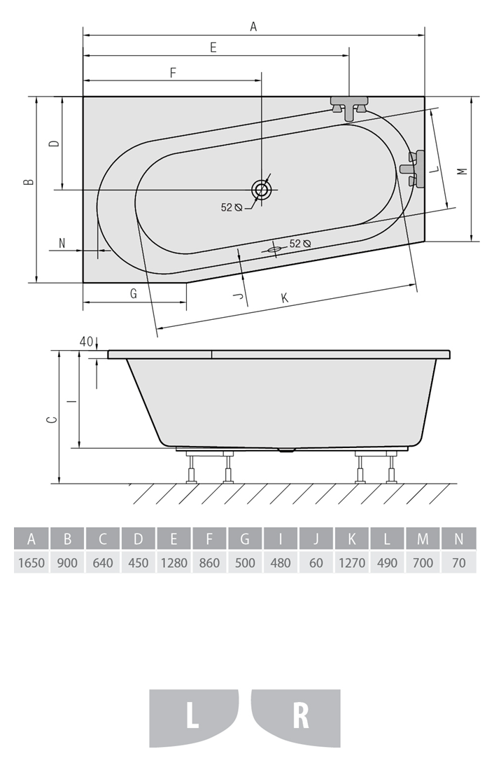 картинка N 2 к Акриловая ванна Alpen Astra WL 165x90