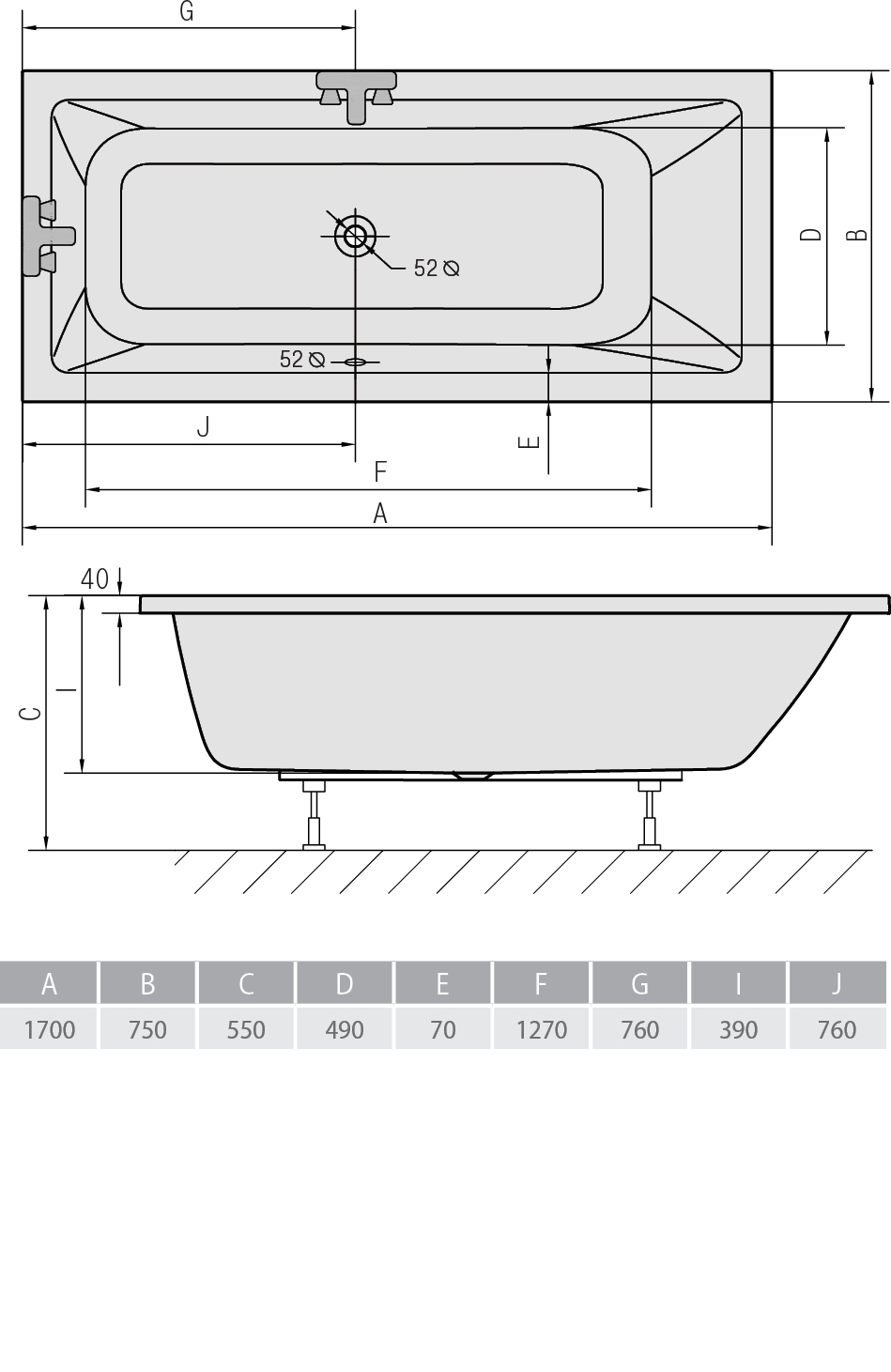 картинка N 2 к Акриловая ванна Alpen Mimoa 170х75