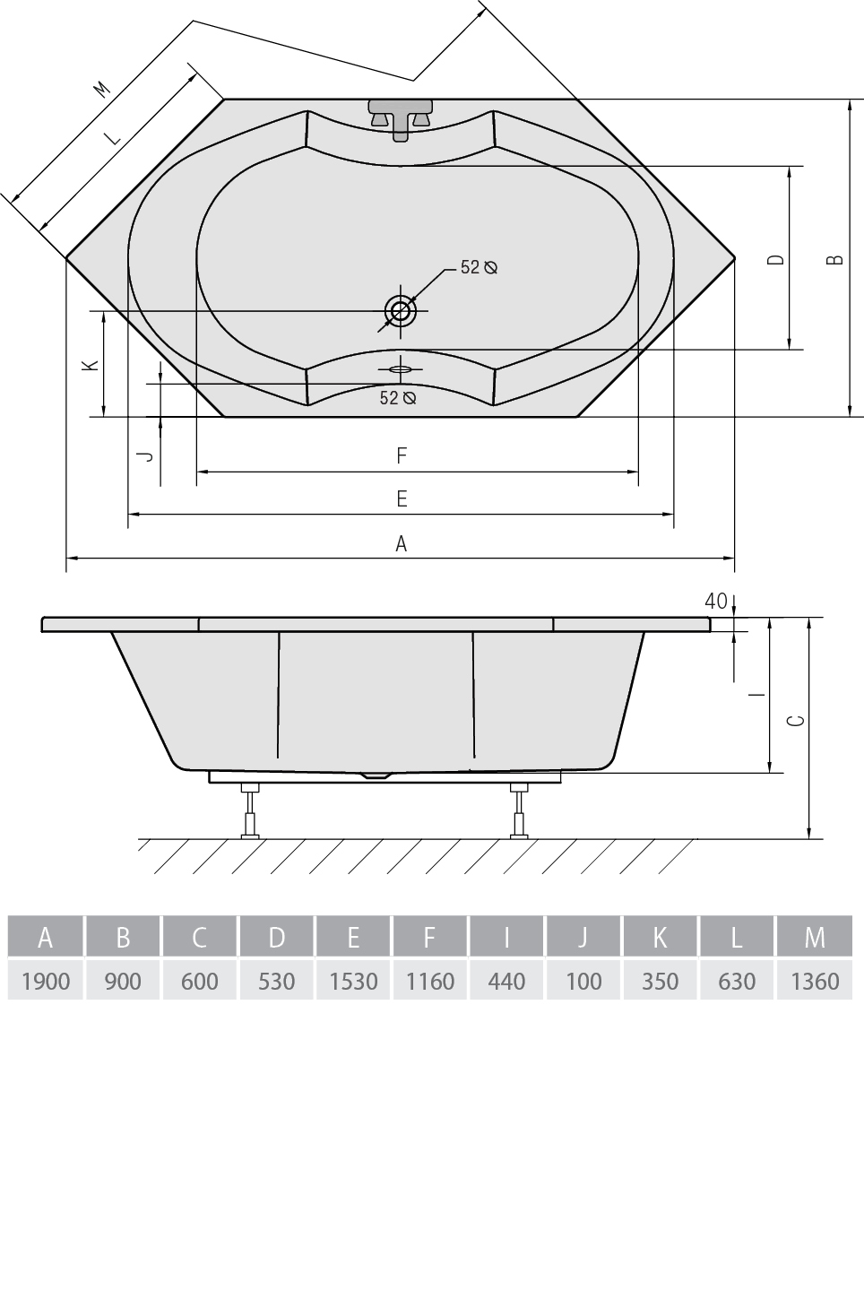 картинка N 2 к Акриловая ванна Alpen Tokata 136х136