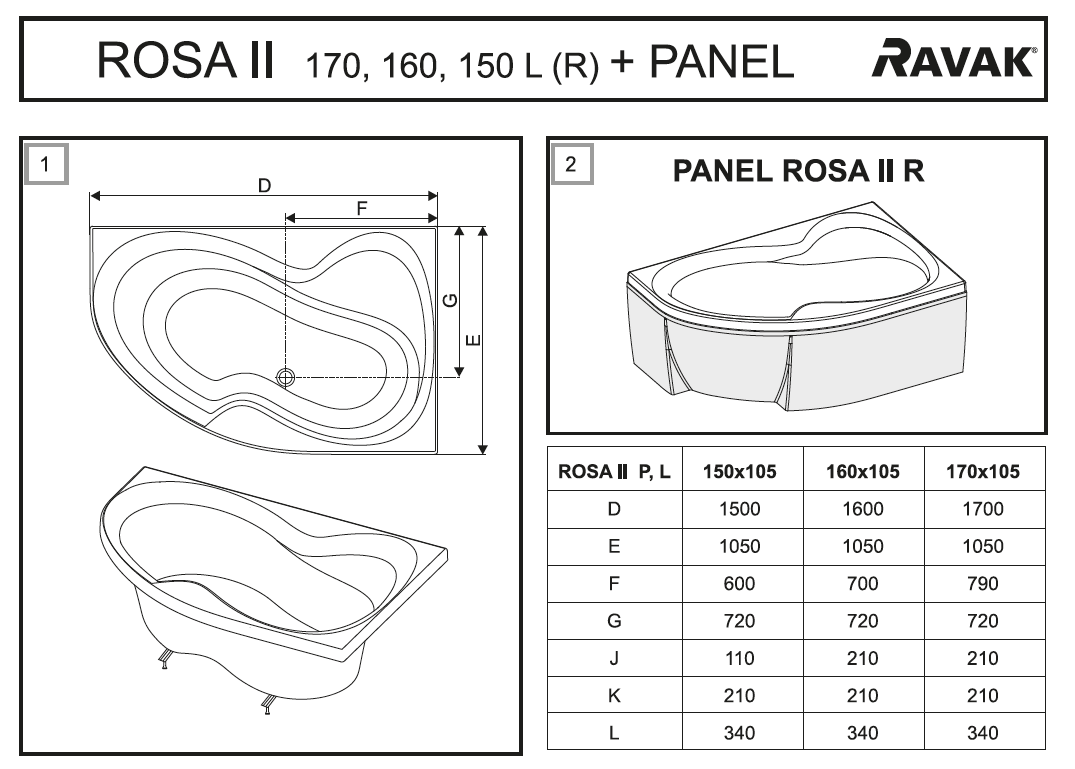 картинка N 3 к Акриловая ванна Ravak Rosa II  160x105 R