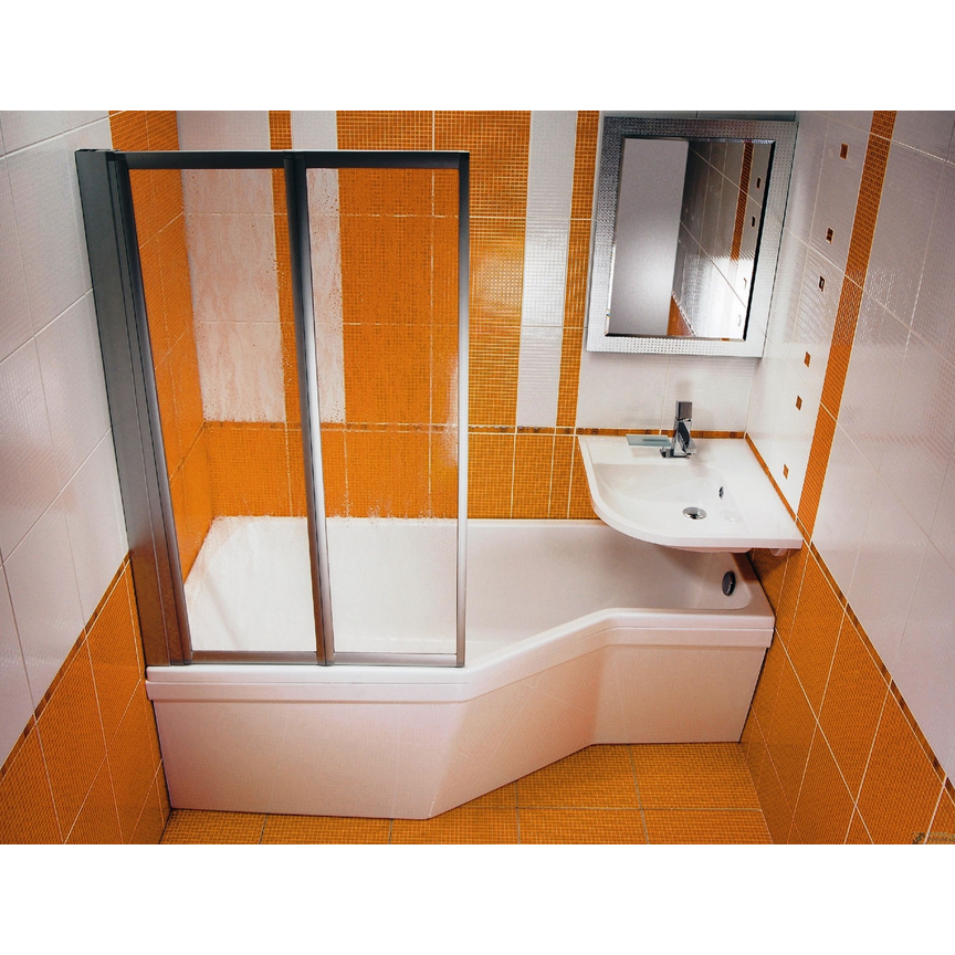 Ravak VS2 170 BeHappy Штора для ванны стекло, профиль белый декор transparent