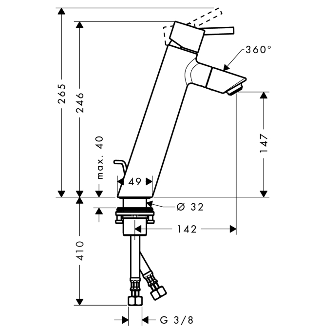 картинка N 2 к Hansgrohe Talis смеситель для раковины 150 поворотный излив