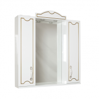 AquaLine Фортуна 80 Зеркало-шкаф патированное золотом, с розет