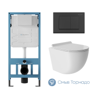 AQD Сет Tecnica Инсталляция+Quadrado Панель смыва черный матов