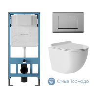 AQD Сет Tecnica Инсталляция+Quadrado Панель смыва хром+Ovo Уни