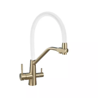 картинка N 1 к Смеситель для кухни Avrora Kitchen  с гибким изливом с подключением к фильтру питьевой воды, золот