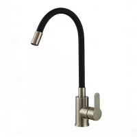 картинка N 2 к Смеситель для кухни Avrora Kitchen с высоким гибким изливом черный