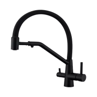 картинка N 2 к Смеситель для кухни Avrora Kitchen с гибким изливом с подключением фильтра питьевой воды, черный