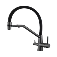 картинка N 2 к Смеситель для кухни Avrora Kitchen с гибким изливом с подключением фильтра питьевой воды, оружейн