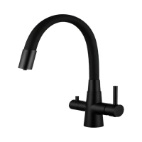 картинка N 2 к Смеситель для кухни Avrora Kitchen с гибким изливом с подключением фильтра питьевой воды, черный